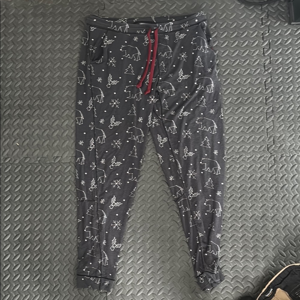 Men's Black Patterned Lounge Pants